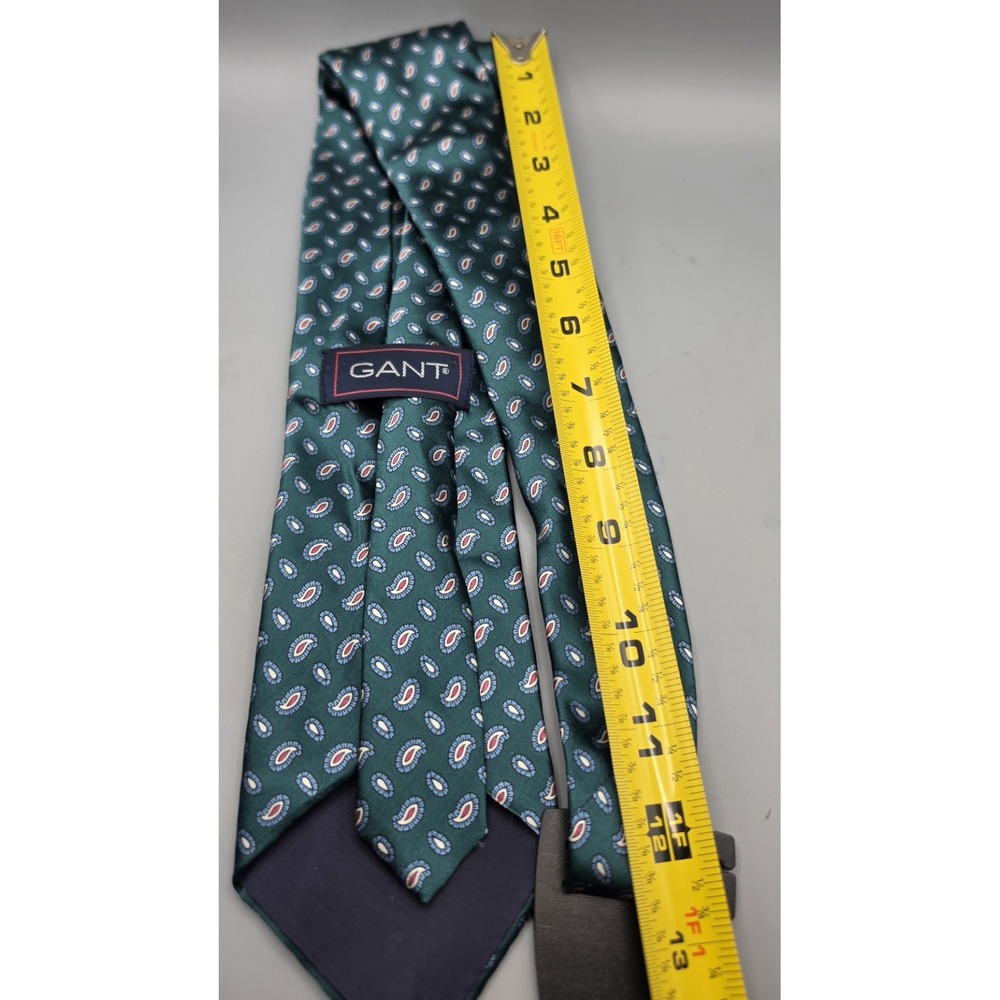 GANT Men's Silk Tie Green Teal Paisley Blue Red Classic Neck Tie 3.5" - Picture 2 of 8